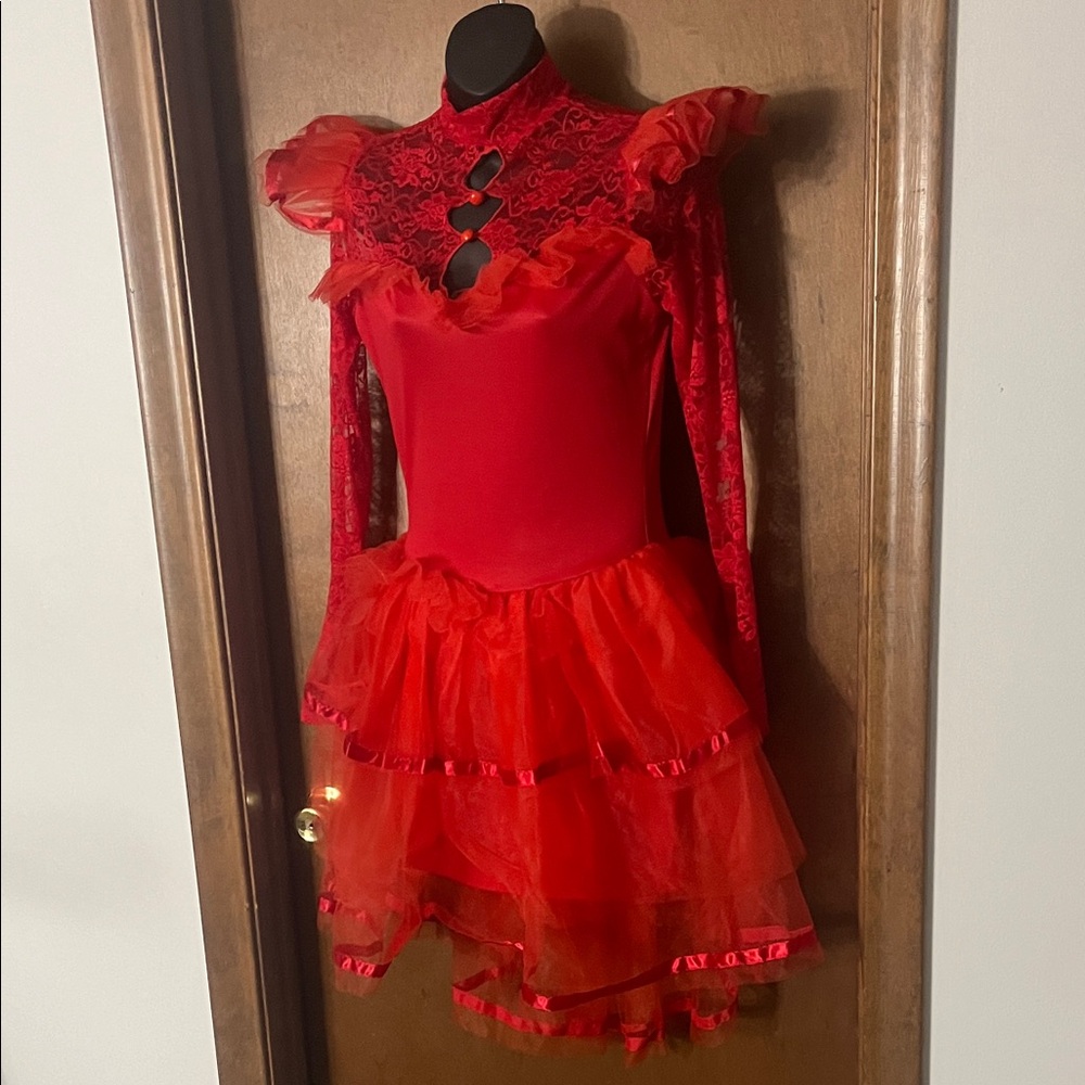 Party King Women’s Red Lace & Tulle Costume Dress Medium